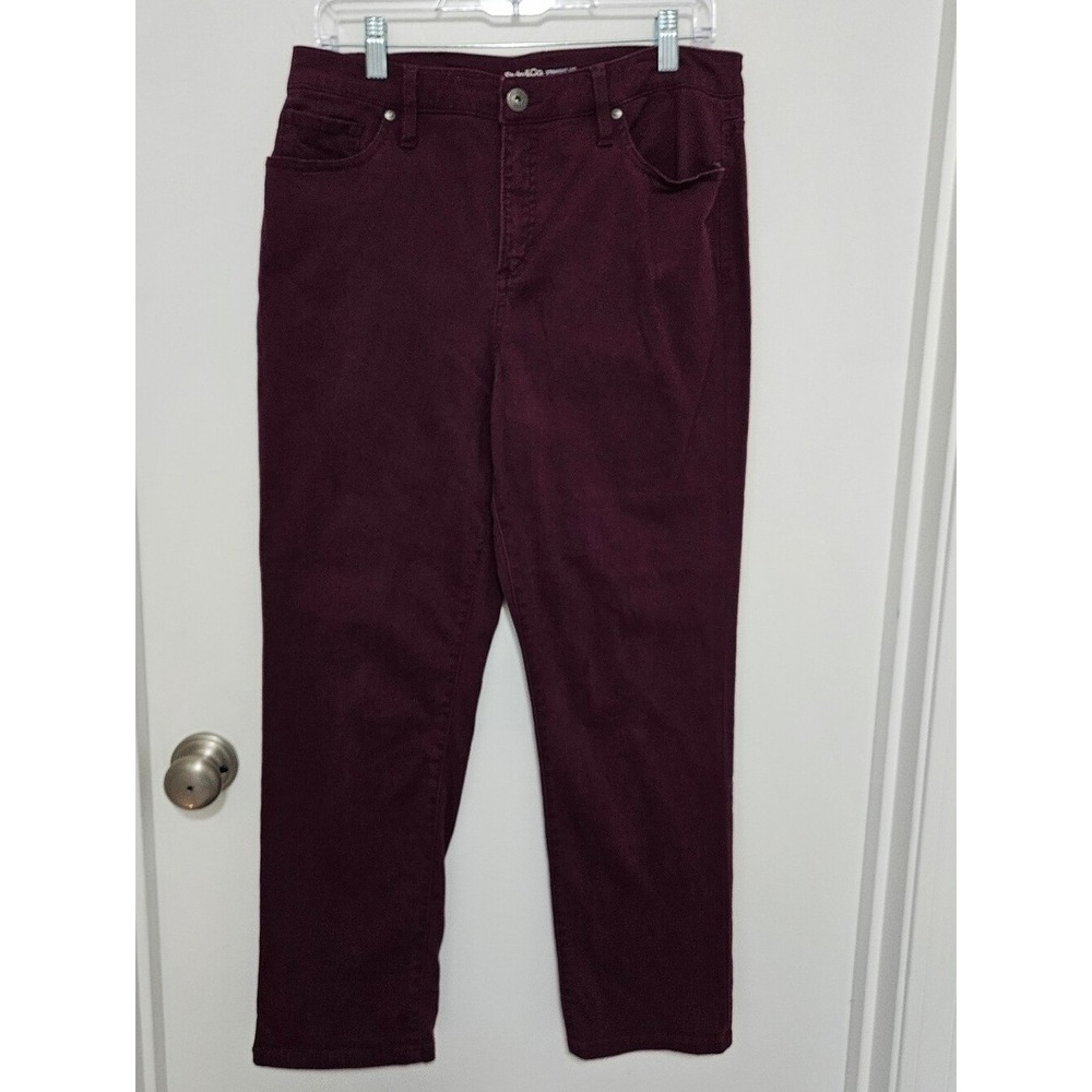 Style & Co Womens Straight Leg Maroon Pants Size 12P